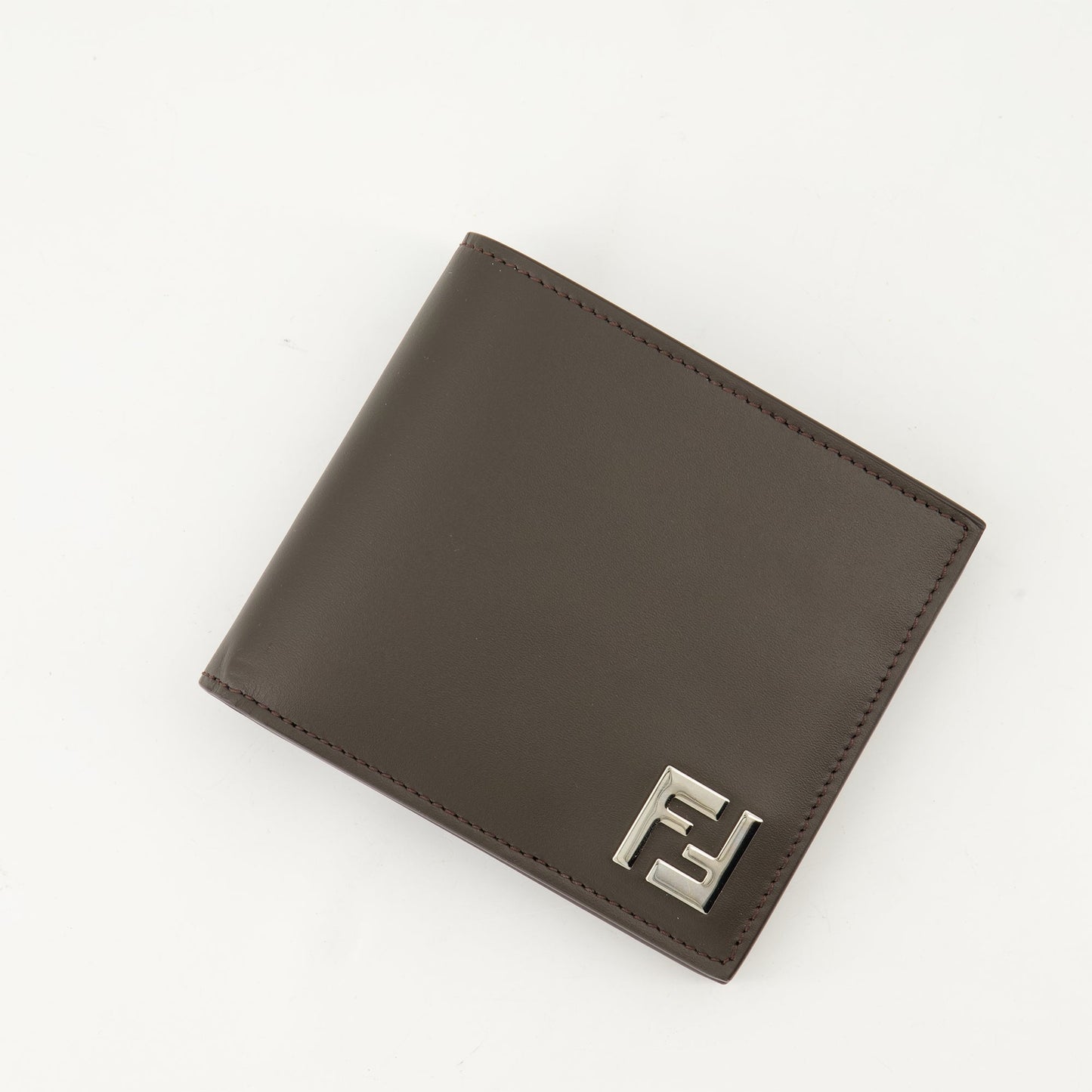 Fendi wallet, compact leather wallet, brown leather wallet, luxury accessories, designer wallet