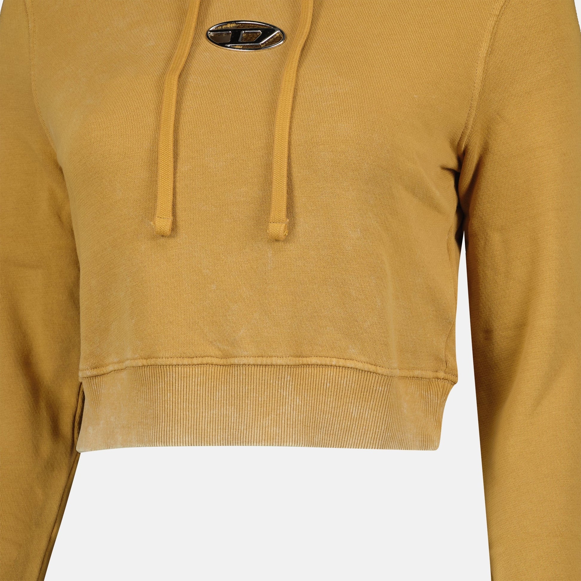 distressed hoodie, organic cotton hoodie, Diesel hoodie, yellow hoodie, autumn-winter fashion