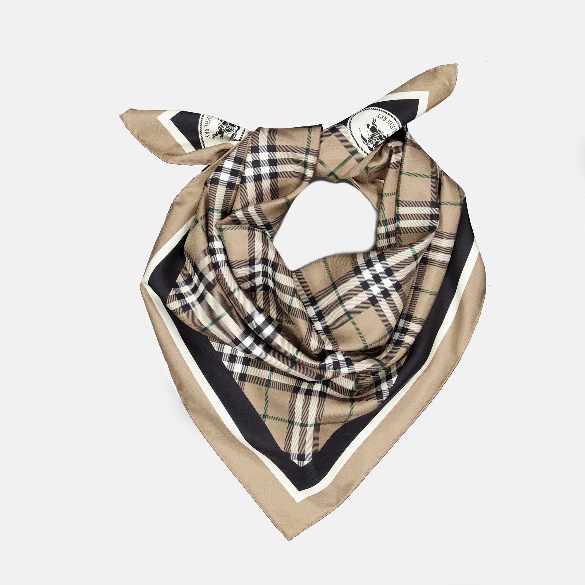 Burberry scarf, silk square scarf, vintage check print, unisex accessory, luxury scarves