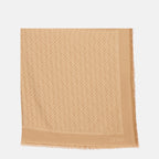 beige shawl, silk and wool scarf, Fendi accessories, Autumn-Winter collection, embroidered logo shawl