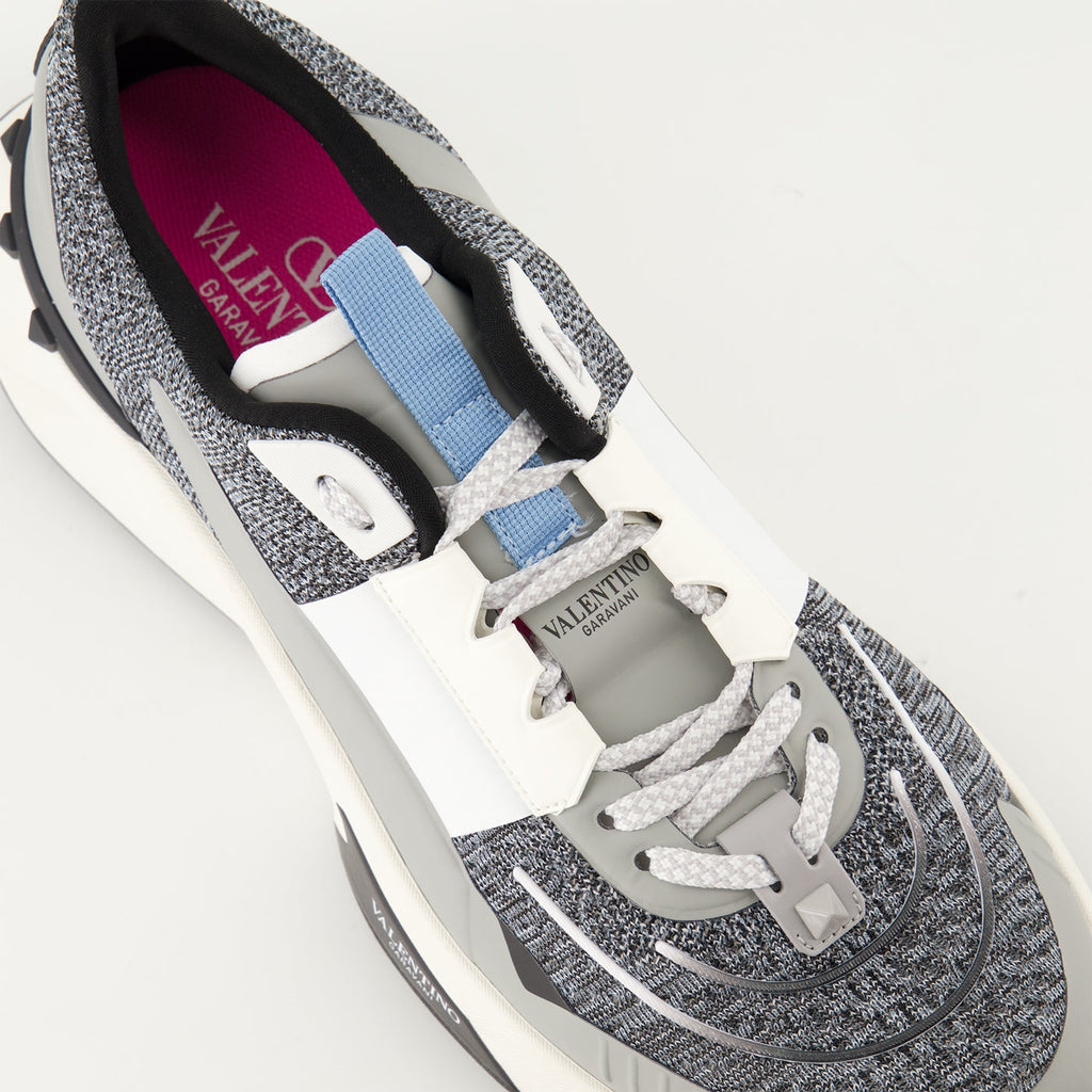 True Act sneakers, grey fabric sneakers, luxury sneakers, rubber sole sneakers, designer sneakers