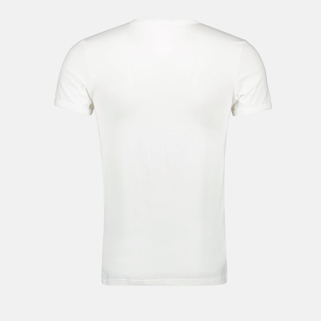 V-neck white tee, Versace tee, Medusa print, slim fit t-shirt, cotton elastane top