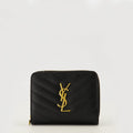 Image of Cassandre Black Wallet by Saint Laurent for Women - Season Spring-Summer 2026 - Front View