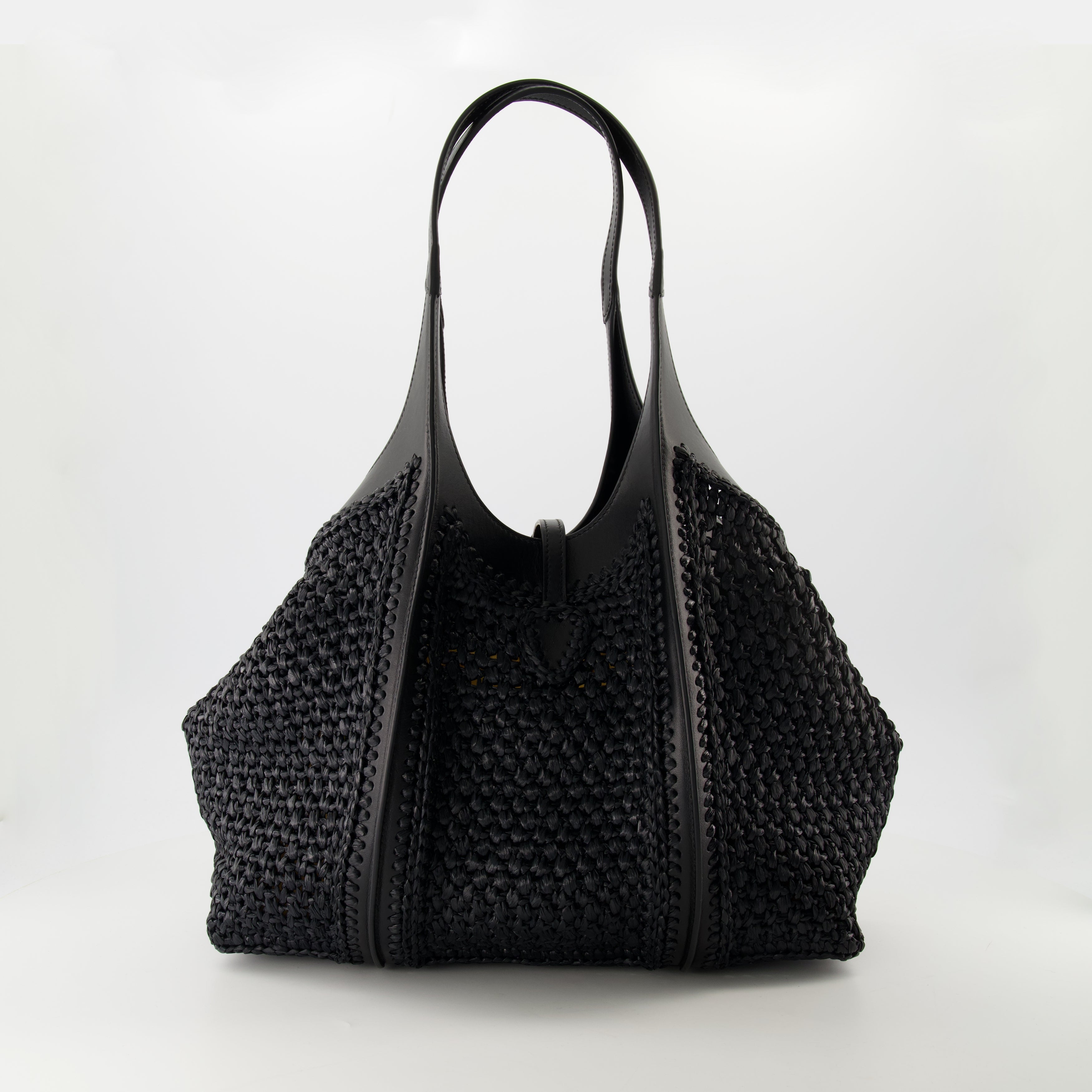 black raffia cabas, T Timeless bag, leather and raffia tote, Tod's accessories, stylish handbags