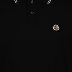 Image of Black Polo with Tricolor Trim by Moncler for Men - Season Spring-Summer 2025 - Detail View 5