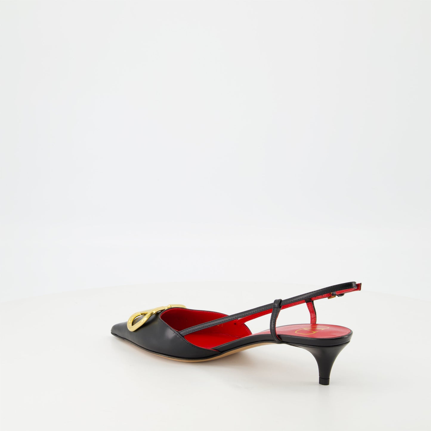 VLogo Signature, black leather pumps, Valentino Garavani, pointed toe, adjustable strap