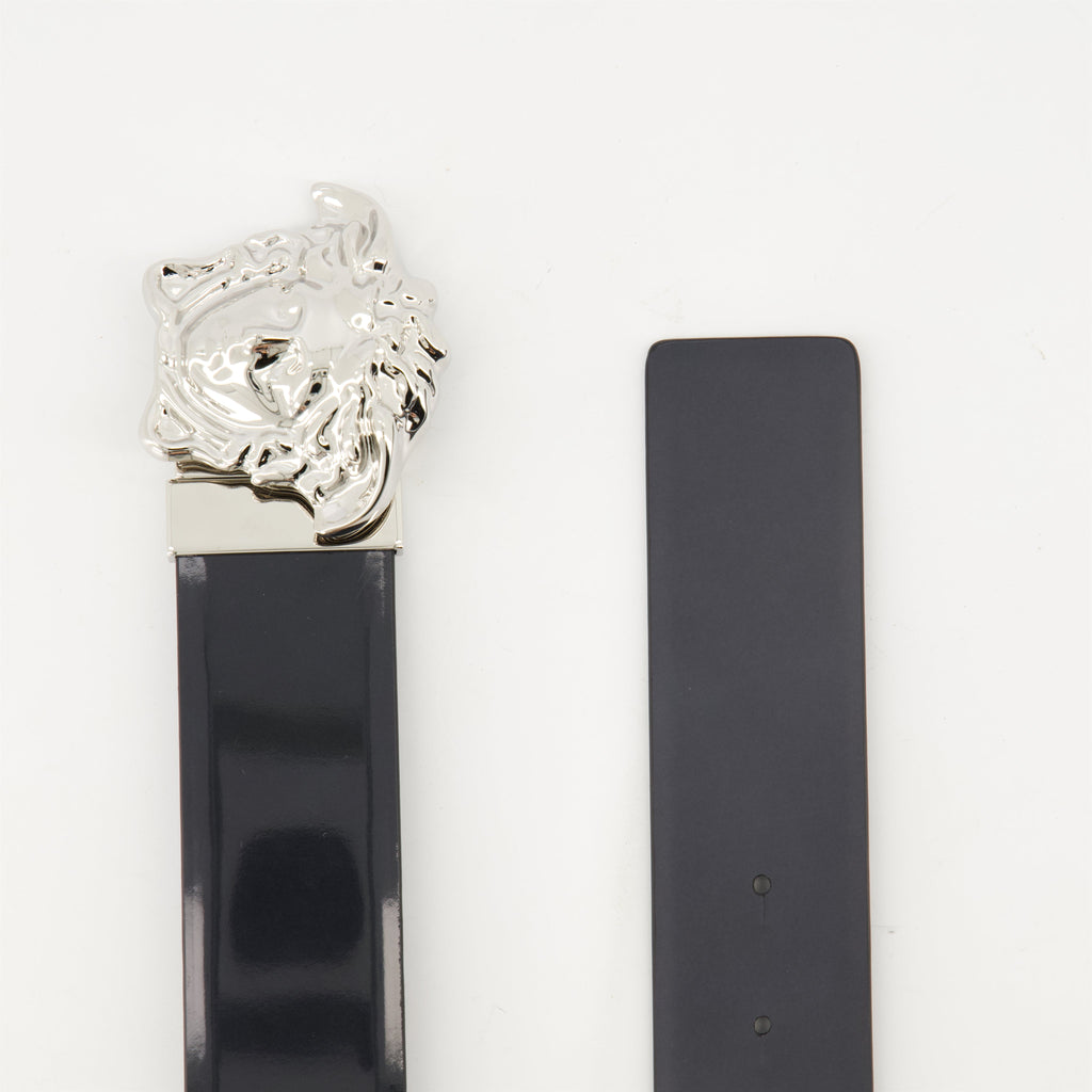 Versace belt, Medusa buckle, leather accessories, adjustable belt, designer belt