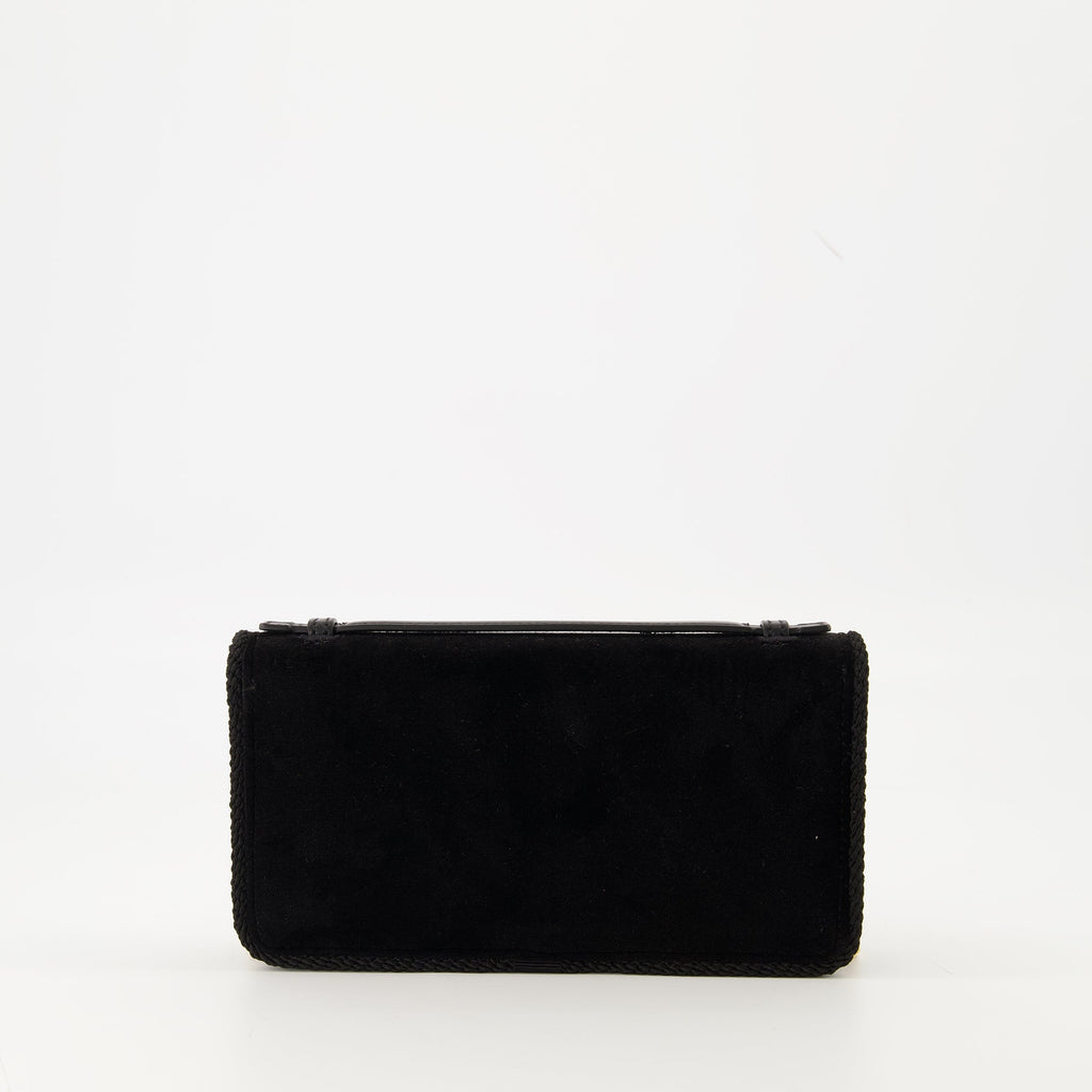 Valentino pouch, black velvet accessory, Autumn-Winter collection, VLogo Signature, detachable chain strap