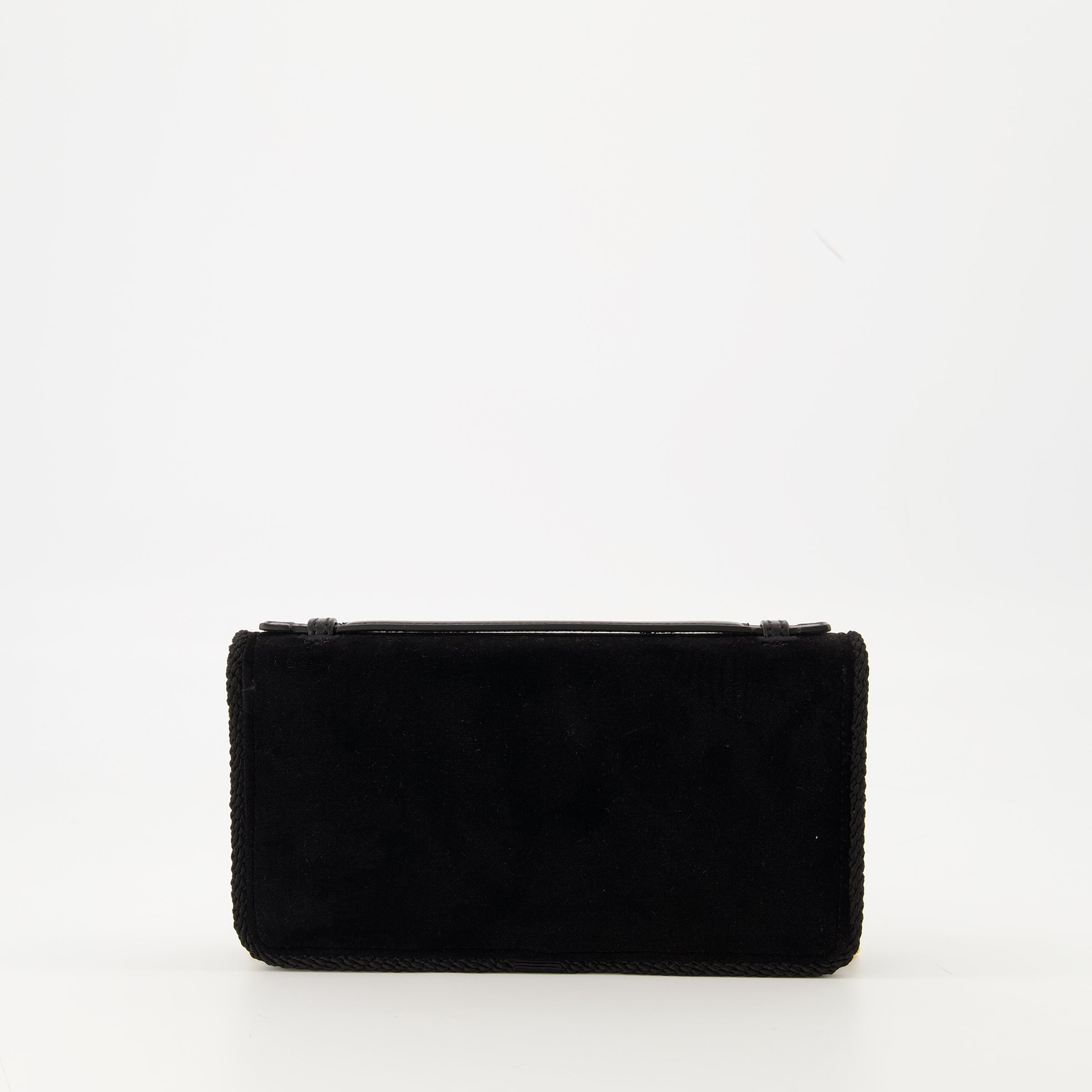 Valentino pouch, black velvet accessory, Autumn-Winter collection, VLogo Signature, detachable chain strap