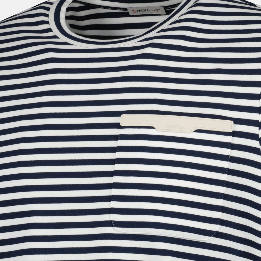 Image of Blue Striped T-Shirt by Moncler for Men - Season Spring-Summer 2026 - Detail View 2