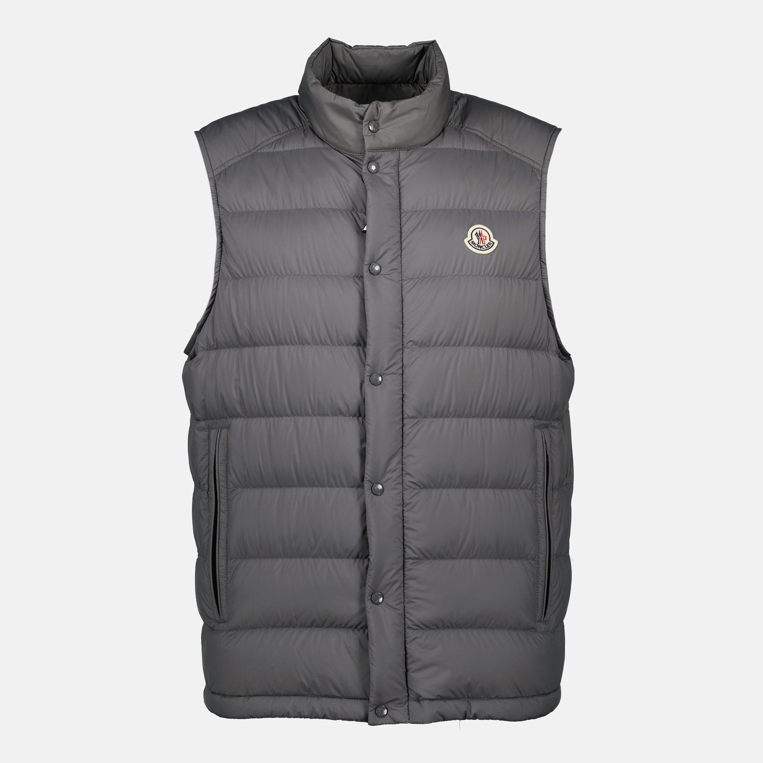 モンクレールの男性用バルト灰色ノースリーブダウンジャケットの画像 - シーズン春夏2026 - 前面ビュー