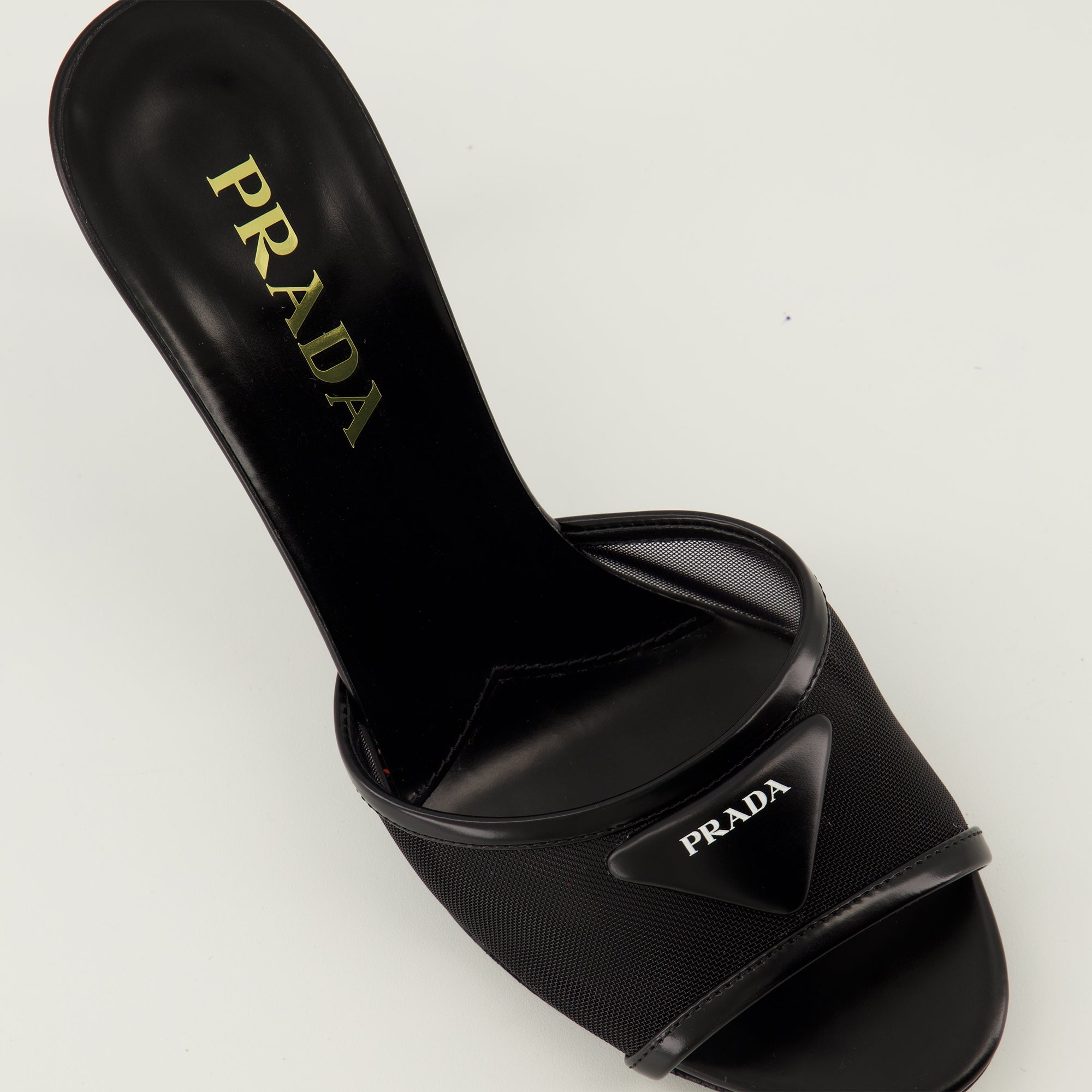 black heeled sandals, Prada footwear, leather sandals, spring summer collection 2026, designer shoes