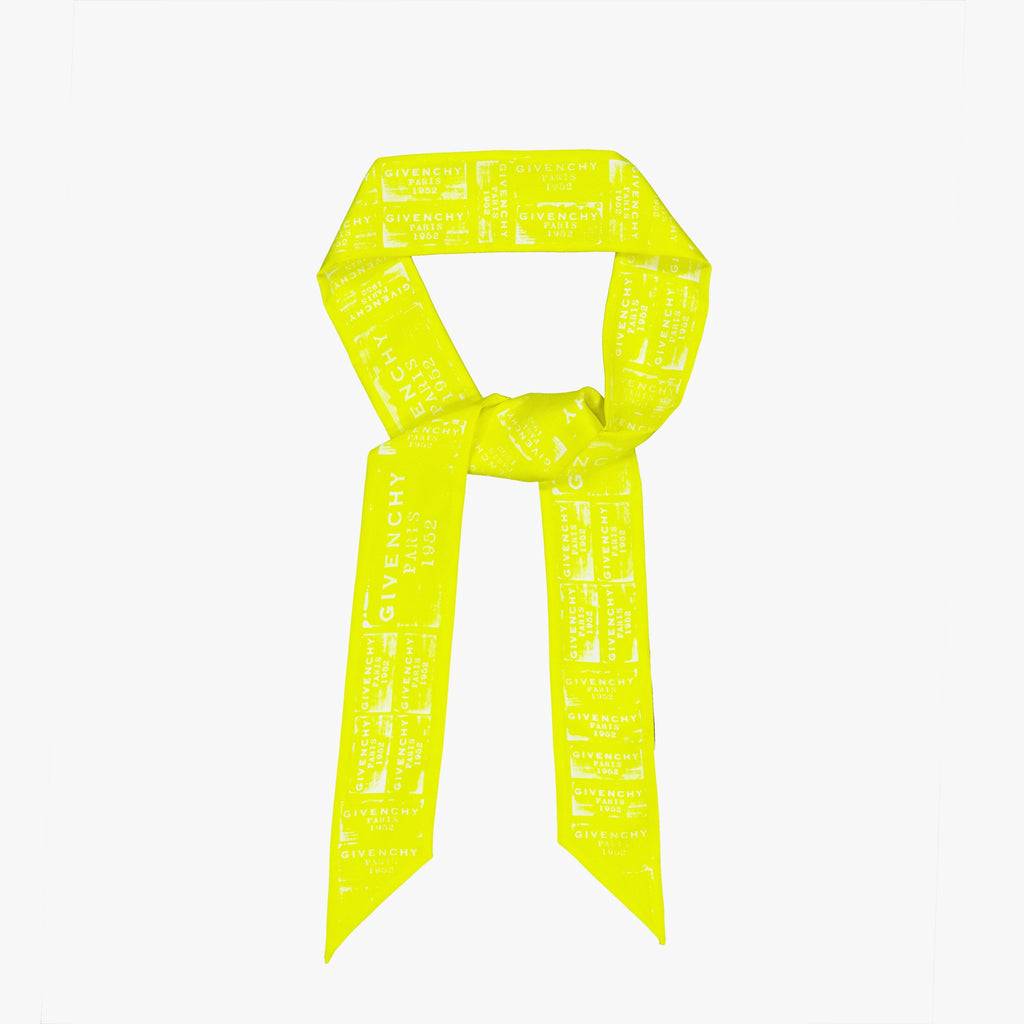 Givenchy scarf, silk scarf, yellow accessory, patchwork design, fashion scarf