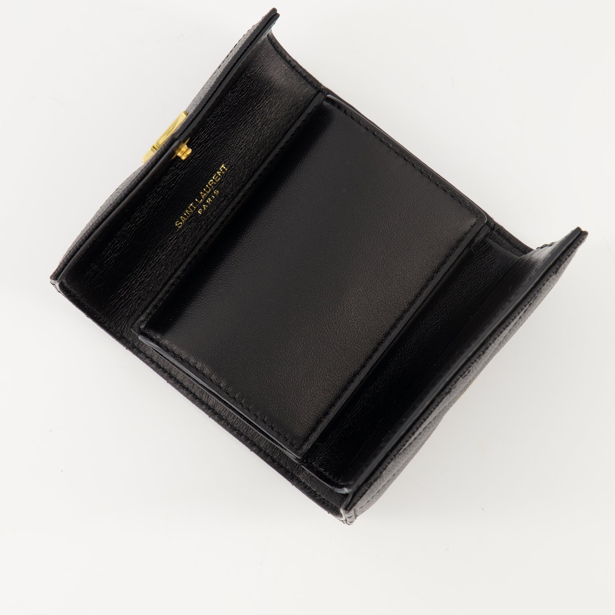 Saint Laurent wallet, Cassandre black wallet, grained calfskin wallet, designer accessories, luxury wallets