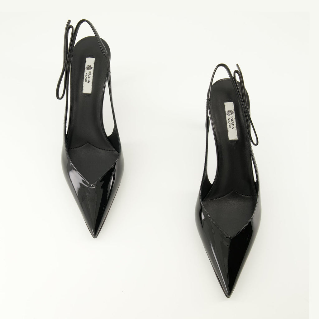 Image of Patent Black Pumps by Prada for Women - Season Spring-Summer 2026 - Top View Pair