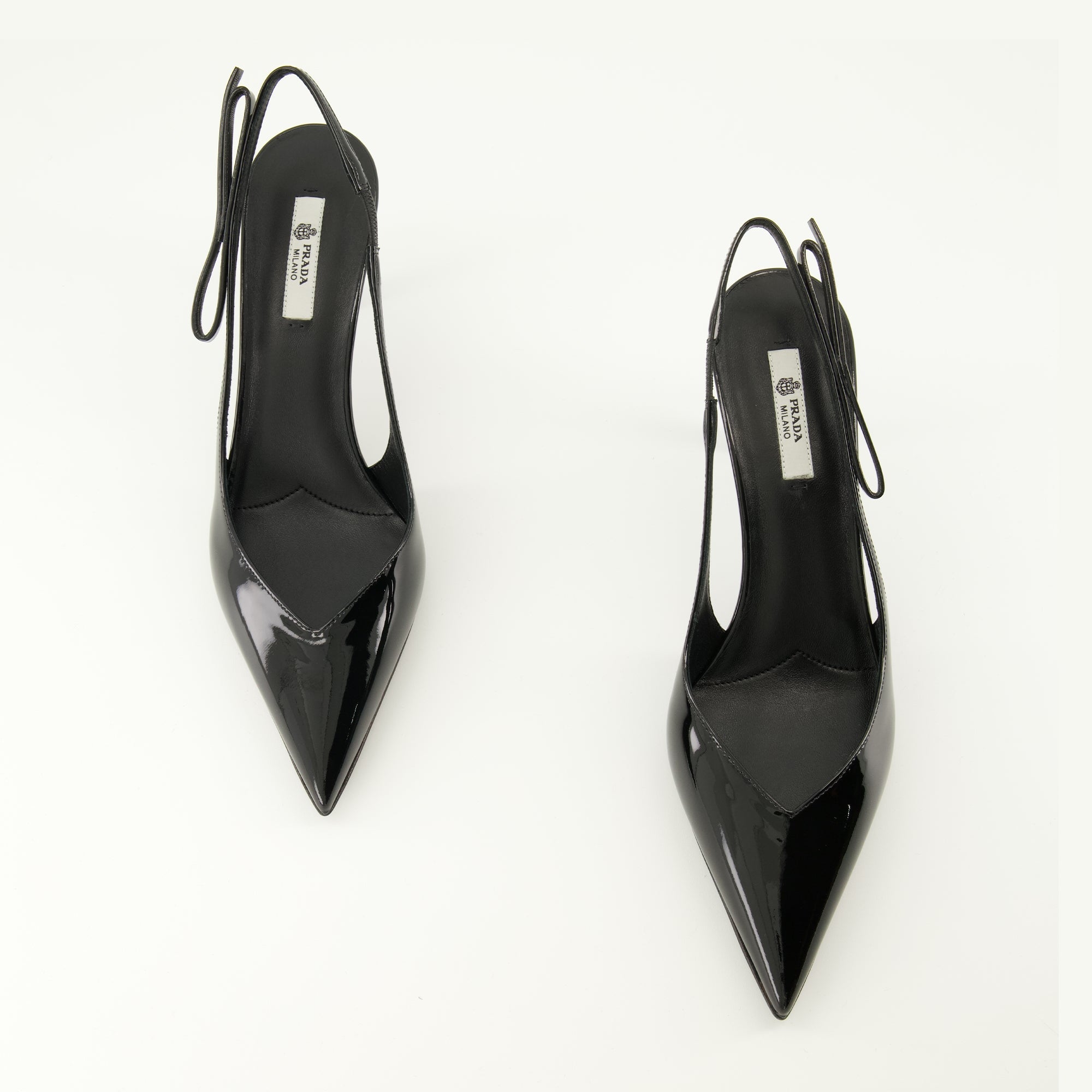 Image of Patent Black Pumps by Prada for Women - Season Spring-Summer 2026 - Top View Pair