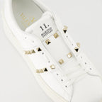 luxurious sneakers, Valentino Garavani, white leather shoes, Rockstud sneakers, flatform sneakers