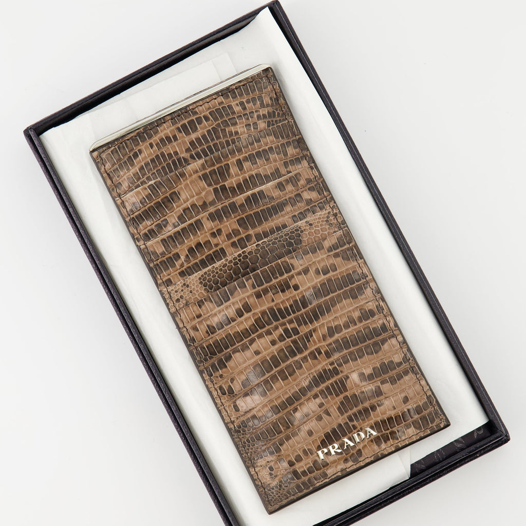 Prada card holder, leather card holder, python effect wallet, men's accessories, luxury wallets