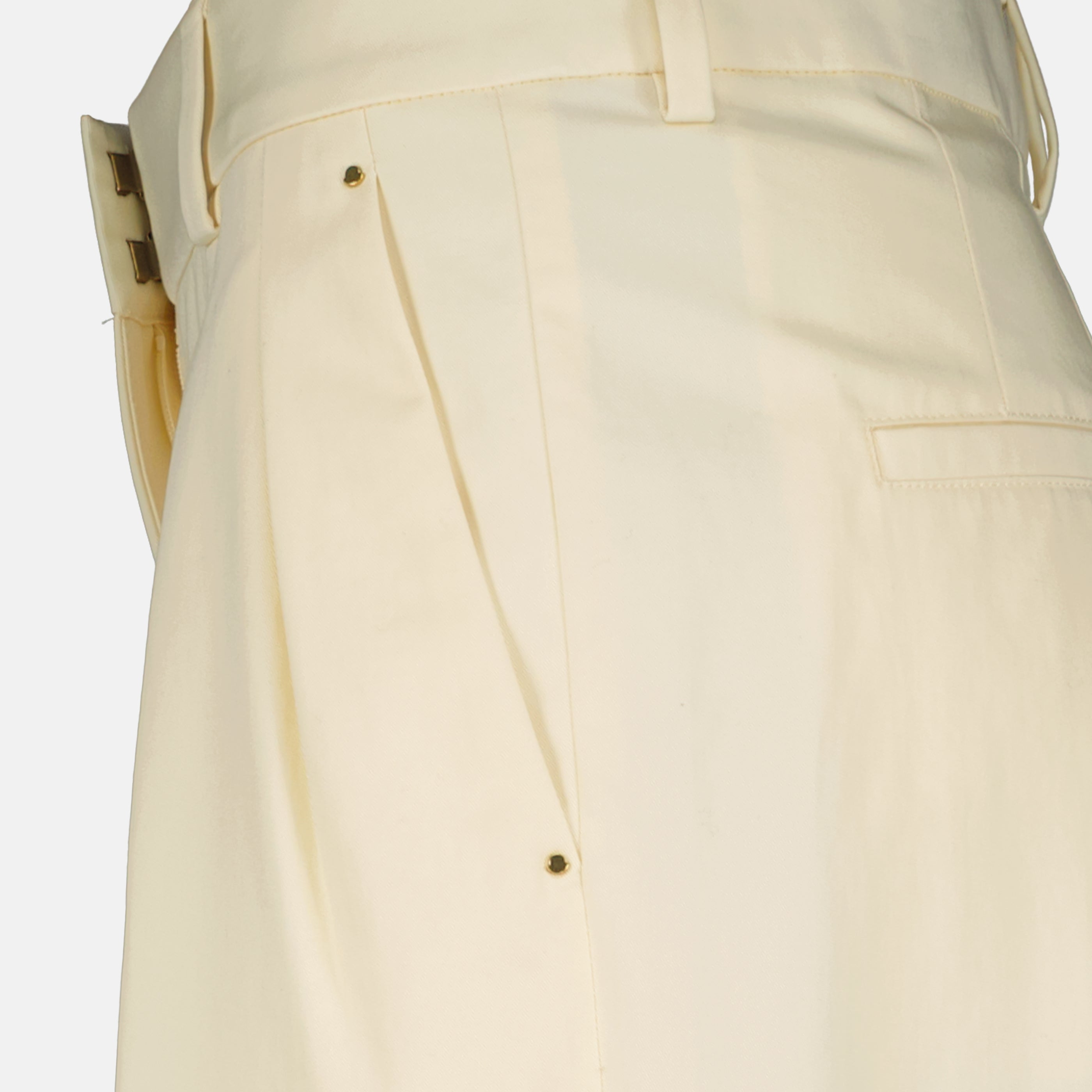 Wide Leg Cotton Gabardine Trousers