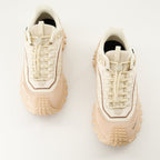 Trailgrip Sneakers, Pink Powder Sneakers, Nylon Suede Sneakers, Grooved Sole Sneakers, Luxury Footwear
