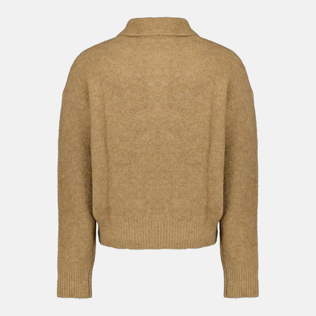 brown wool polo, AMI PARIS, men's clothing, luxury ready-to-wear, Autumn-Winter collection