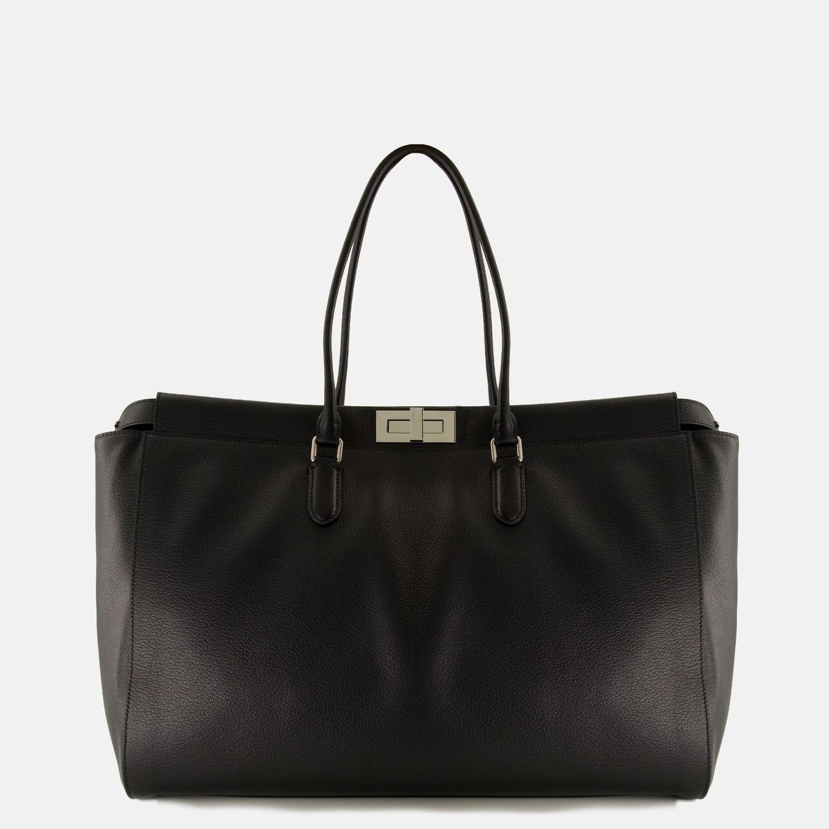 Bolsa Peekaboo Grande de Couro Texturizado Preto