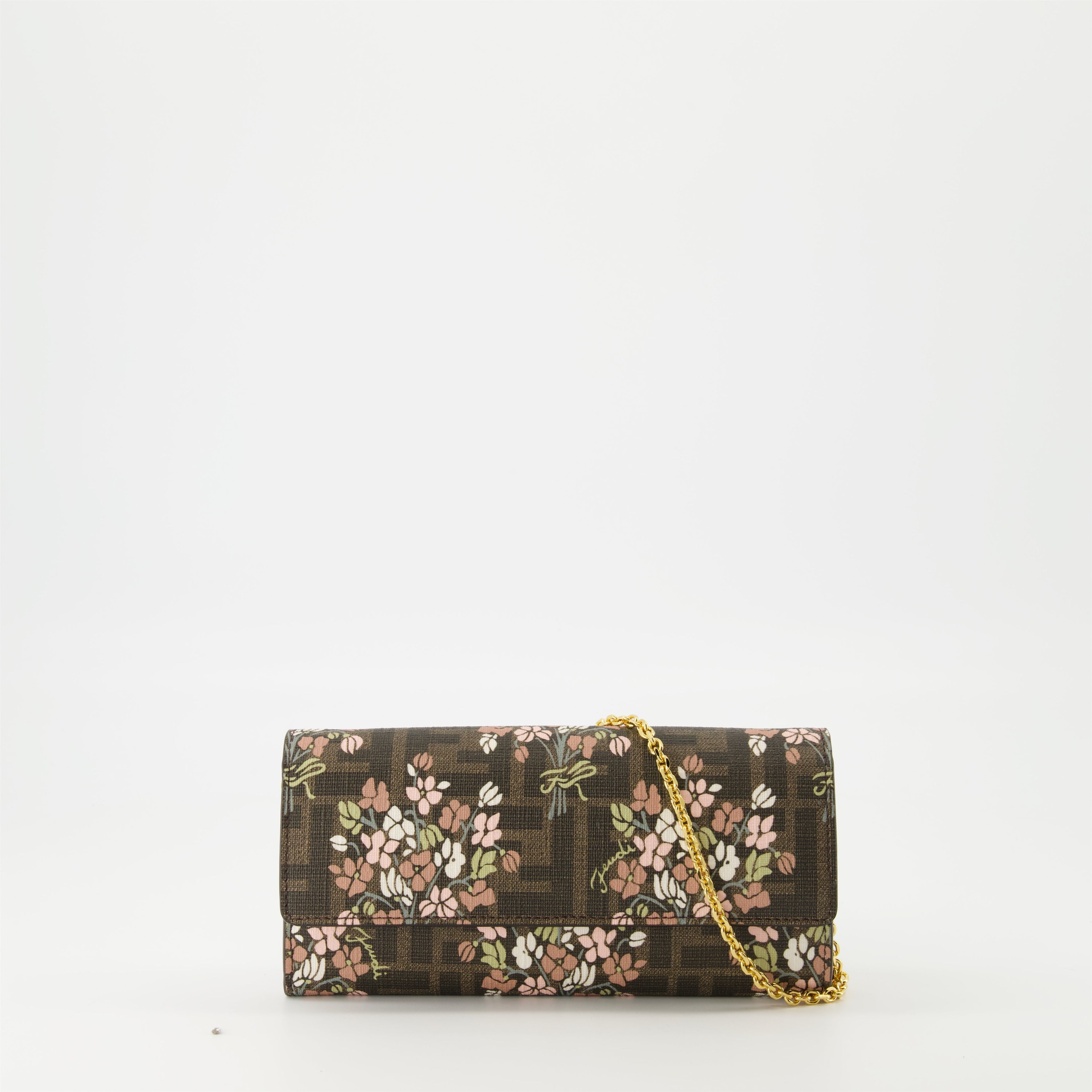 Fendi Roma Wallet, Floral Print Wallet, Designer Wallet, Wallet with Chain, Fendi Accessories