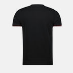 Black T-shirt, Moncler T-shirt, Tricolor edges, Comfortable casual wear, Spring-Summer collection