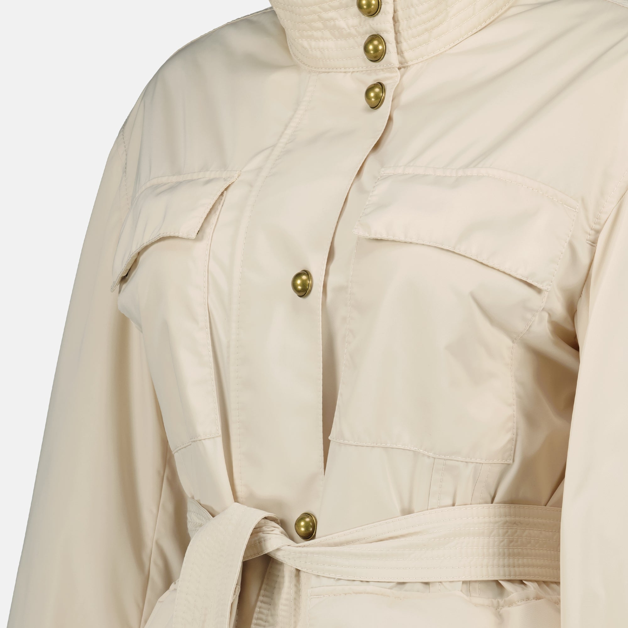 Image of Maitake Beige Belted Jacket by Moncler for Women - Season Spring-Summer 2026 - Detail View 1