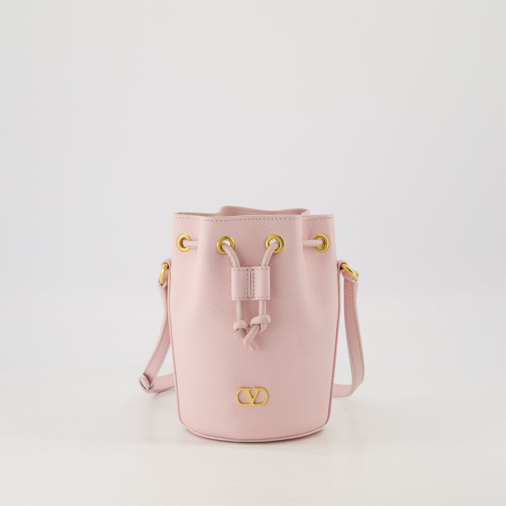 Mini VLogo Bucket Bag, Valentino Garavani, pink leather bag, designer bag, luxury accessories