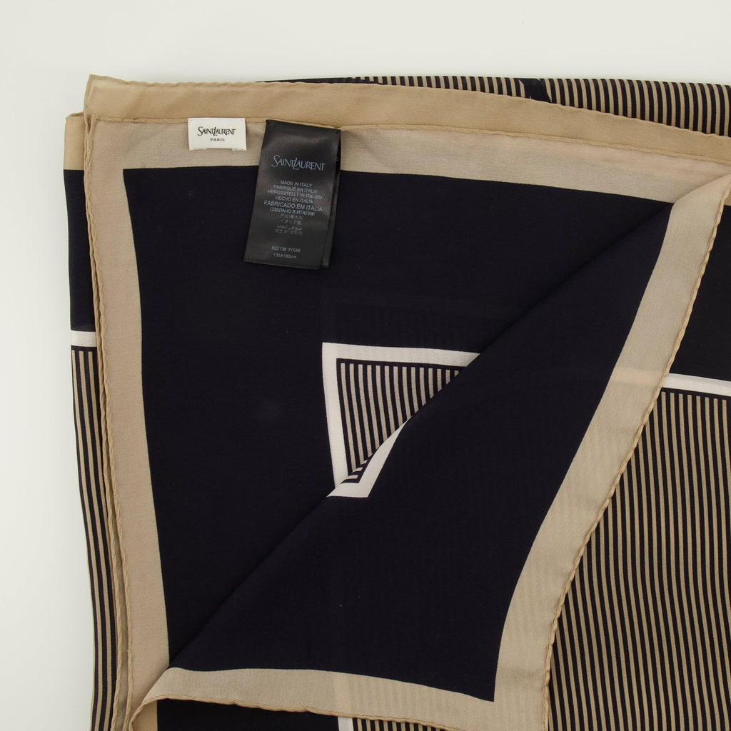 Cassandre stole, Saint Laurent stole, silk accessory, brown silk stole, designer stole