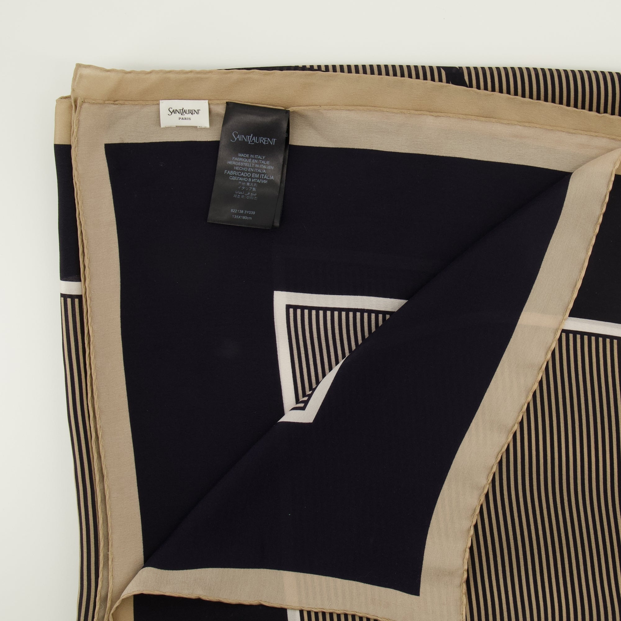 Cassandre stole, Saint Laurent stole, silk accessory, brown silk stole, designer stole