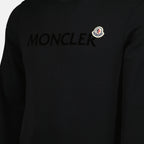 Moncler sweatshirt, black cotton sweatshirt, logo sweatshirt, crew neck sweatshirt, men's fashion sweatshirt