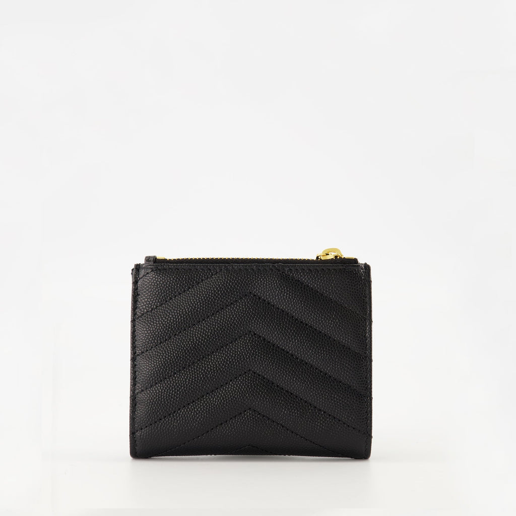 Saint Laurent wallet, grain leather wallet, Cassandre Noir Wallet, luxury accessories, designer wallets