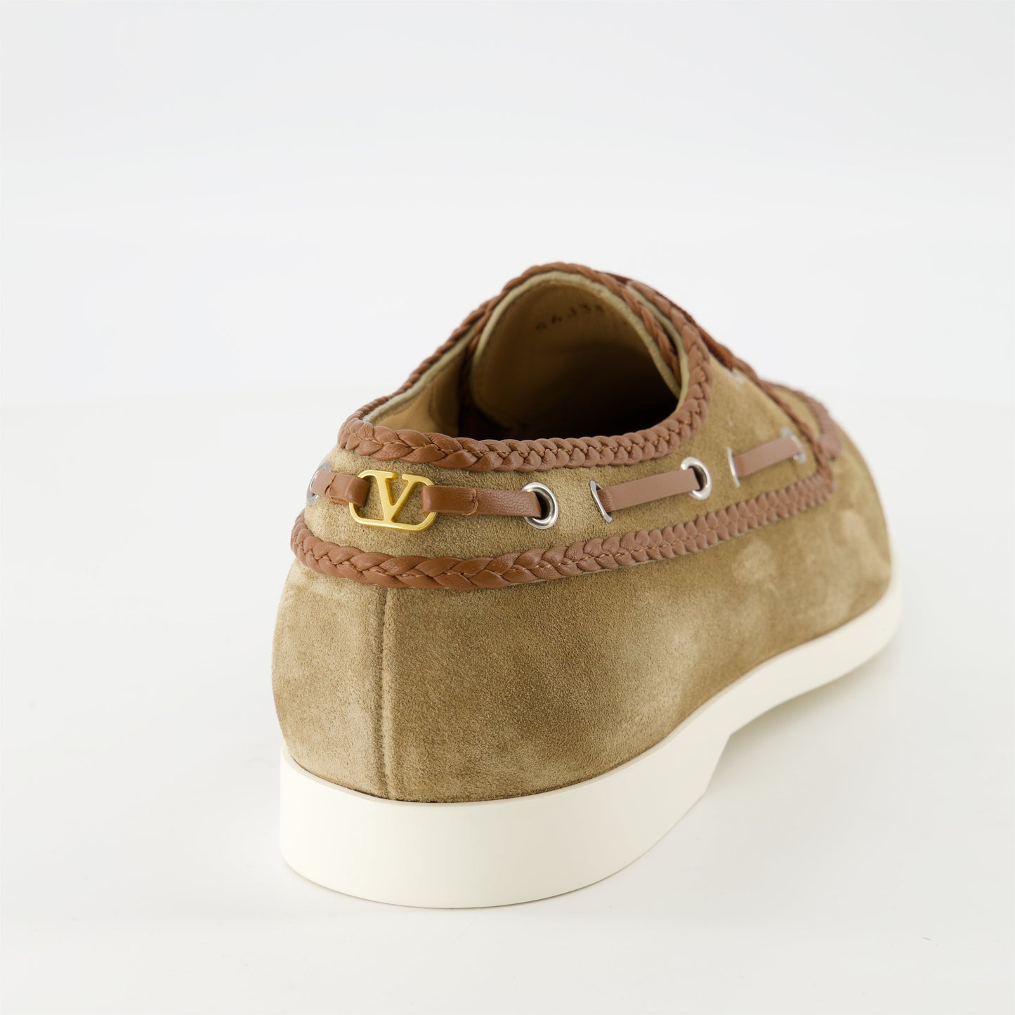 Brown boat shoes, suede shoes, lace-up footwear, designer shoes, Valentino Garavani