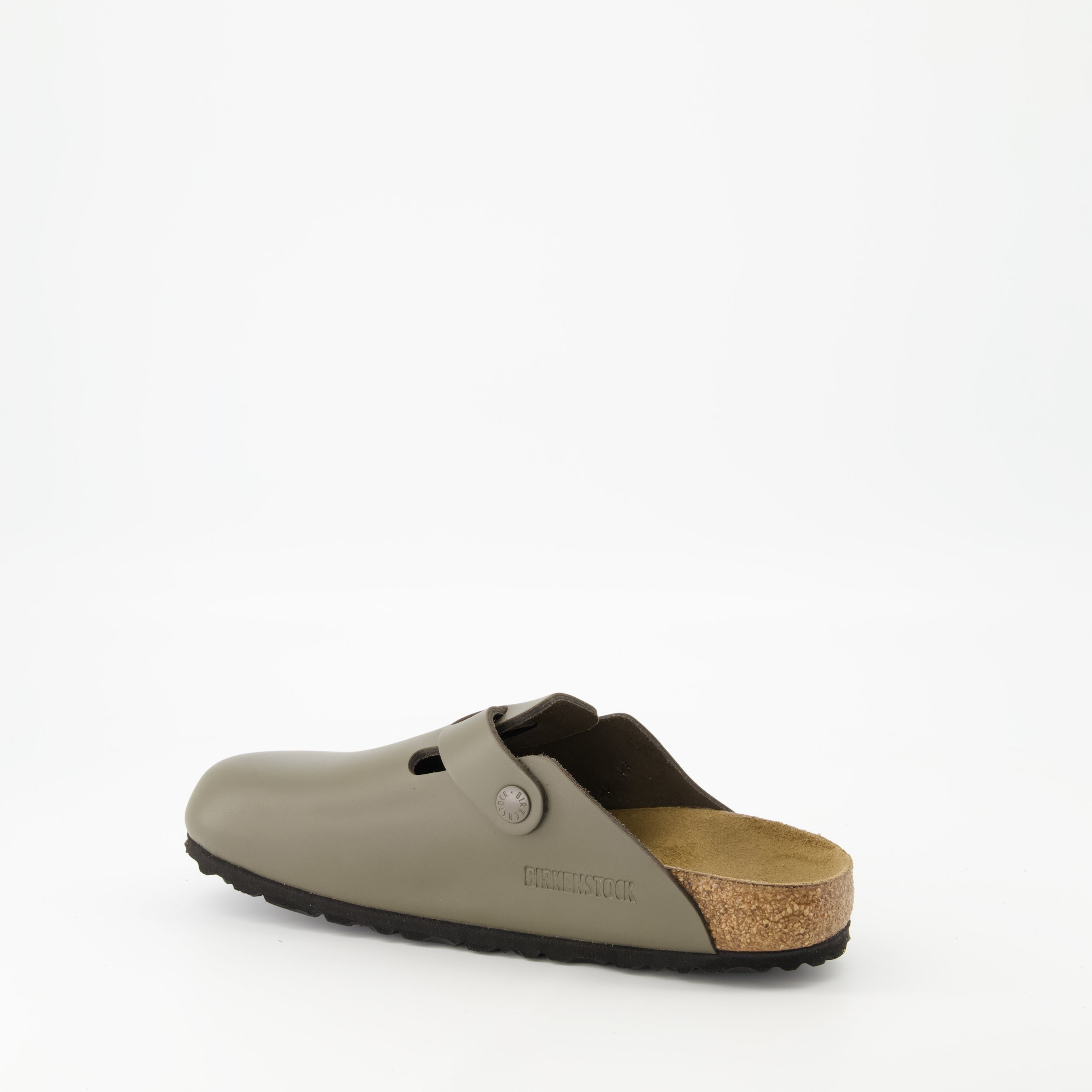 Image de Mules Boston Kaki par Birkenstock pour femmes - Saison Printemps-Été 2025 - Vue arrière droite en trois-quarts