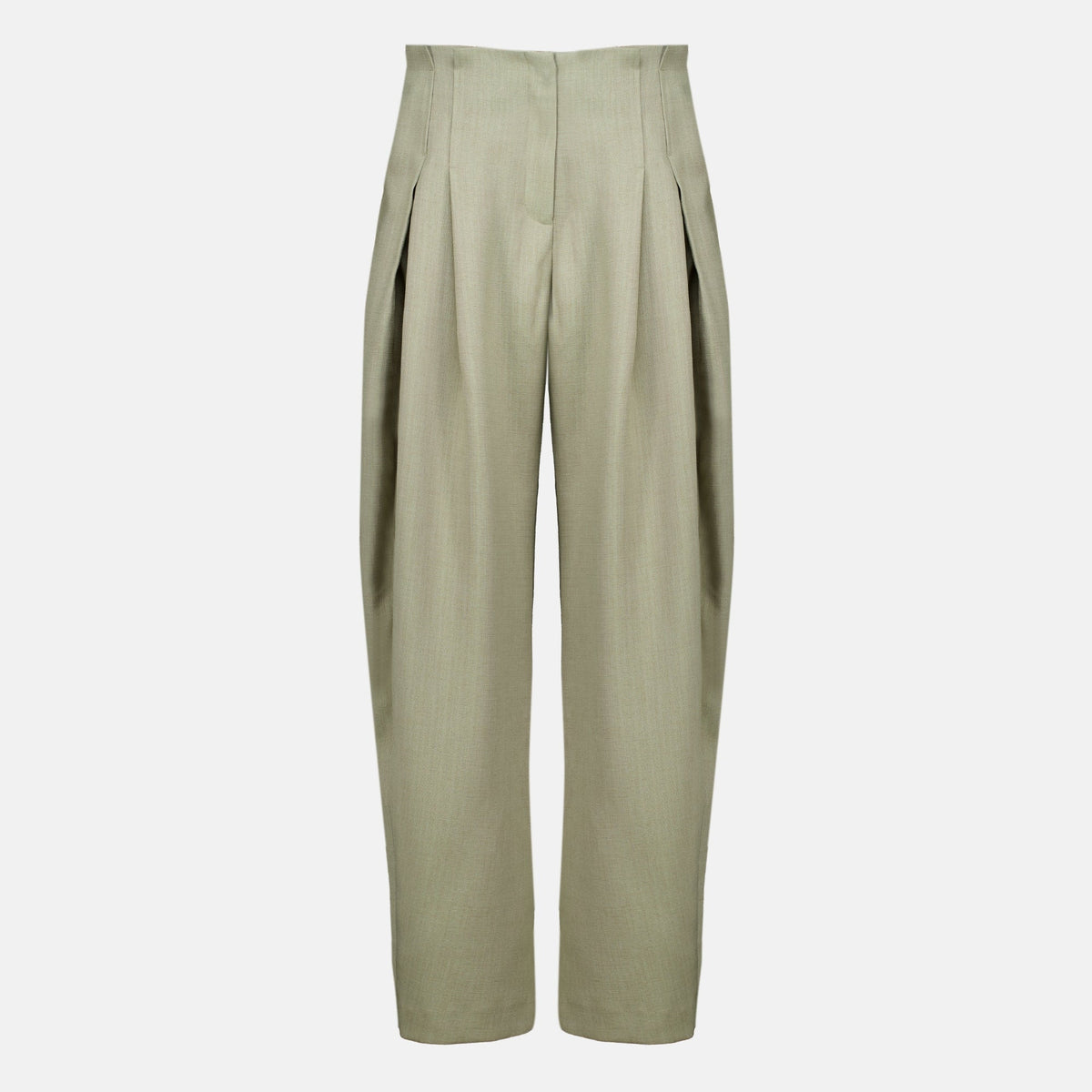Kaki Wide Trousers with Pleats
