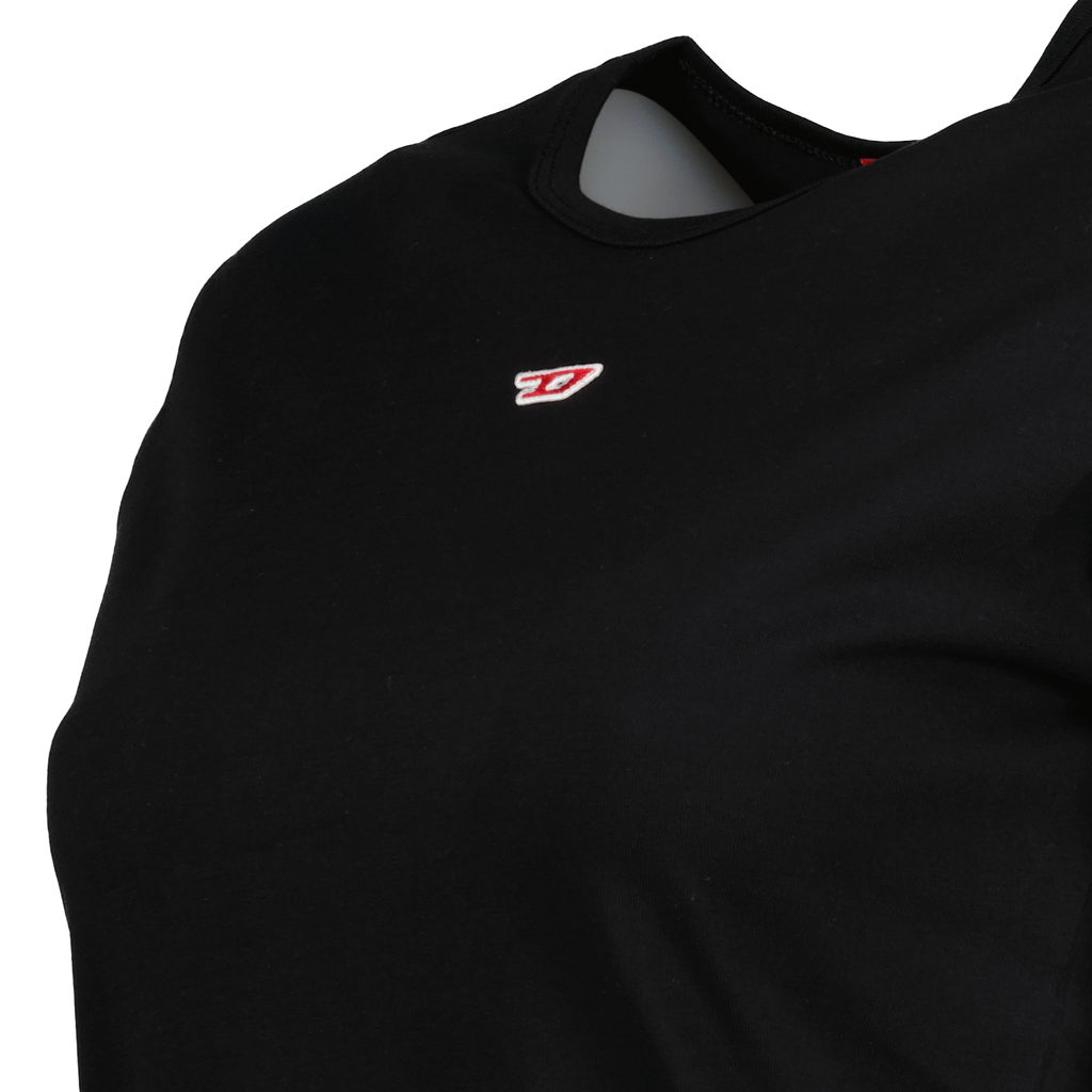 <br>Diesel T-Uncuntie-long, Black T-shirt, Autumn-Winter 2024, Luxury Cotton T-shirt, Elegant Casual Wear <br>