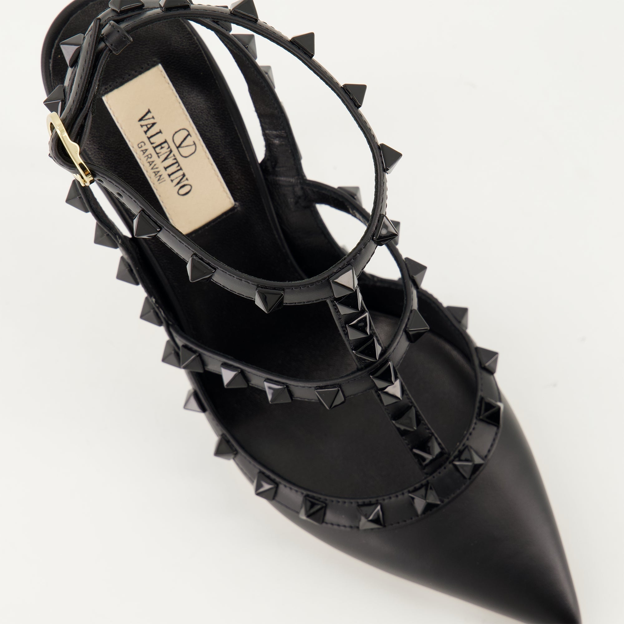 Black leather heels, Rockstud, Valentino Garavani, luxury footwear, boutique high-end