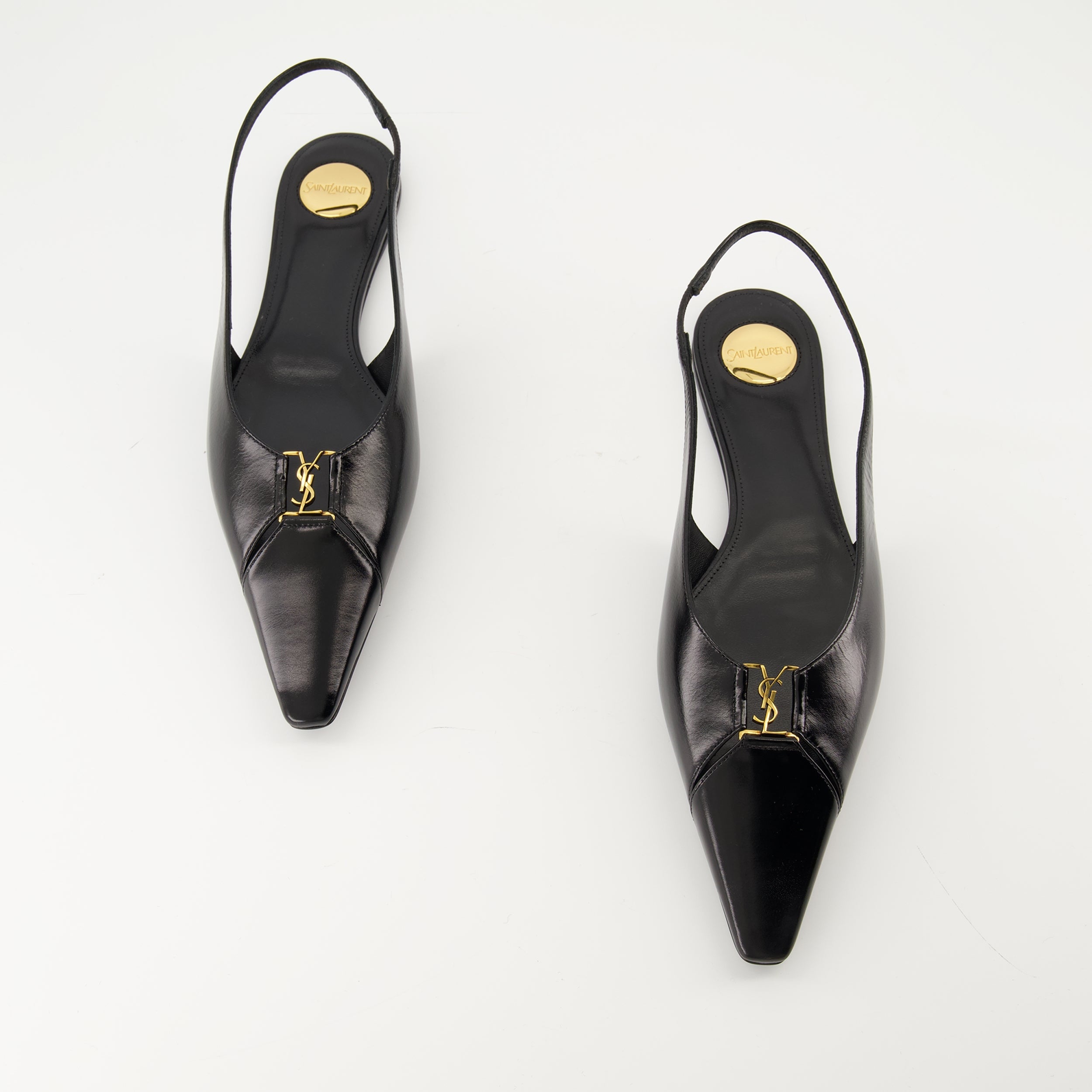 Babylone Slingbacks, Saint Laurent shoes, women's slingbacks, pointed toe shoes, black leather footwear