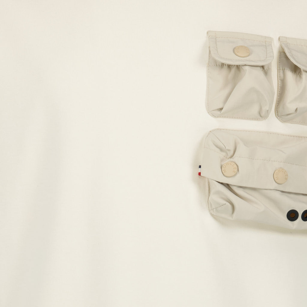 Image of Beige Pocket T-Shirt by Moncler Grenoble for Men - Season Spring-Summer 2025 - Detail View 5
