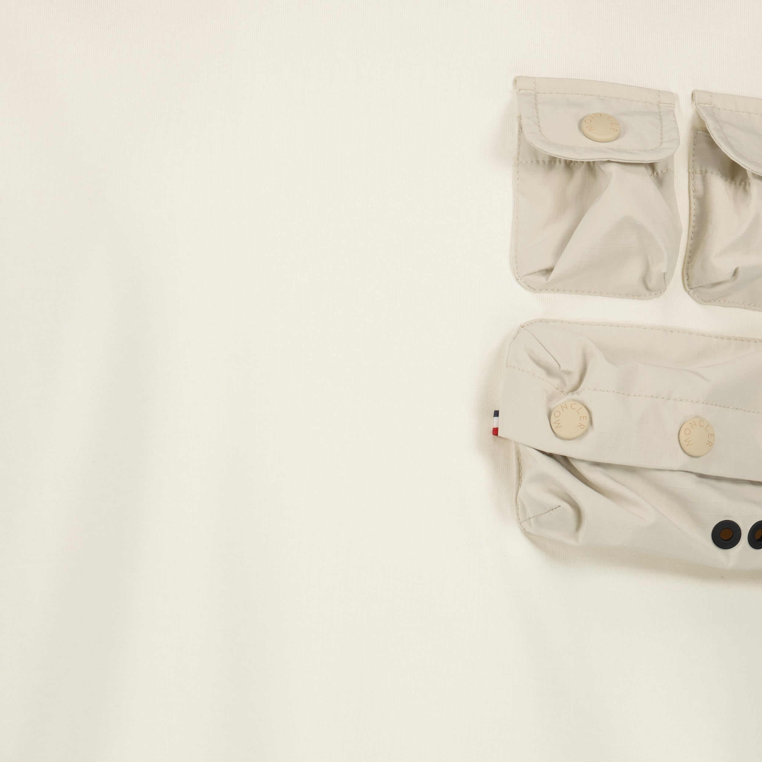 Image of Beige Pocket T-Shirt by Moncler Grenoble for Men - Season Spring-Summer 2025 - Detail View 5