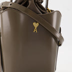 Ami Paris, Mini Bucket Bag, Brown Accessories, Calf Leather Bag, Autumn Winter Collection