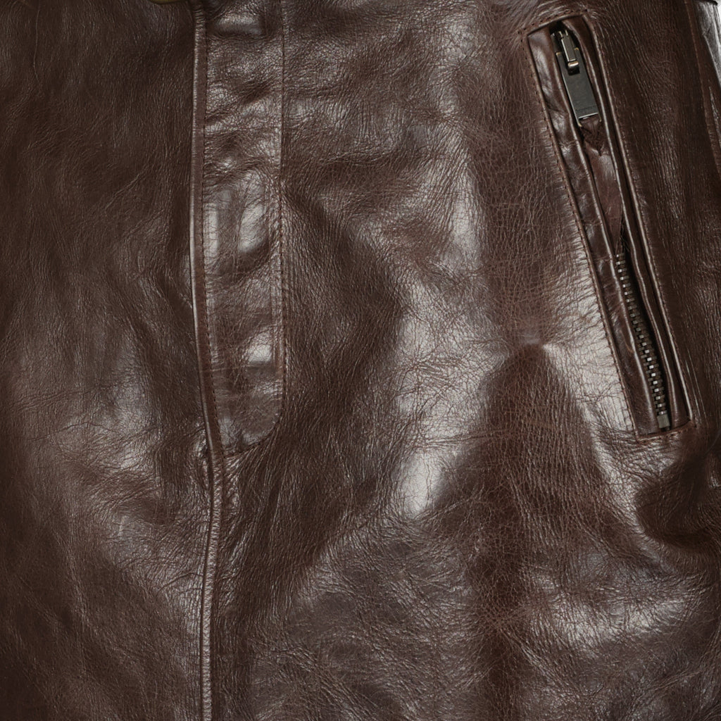 Imagem da saia de couro Crayon da Saint Laurent para mulheres - Temporada Primavera-Verão 2026 - Vista de detalhe 2