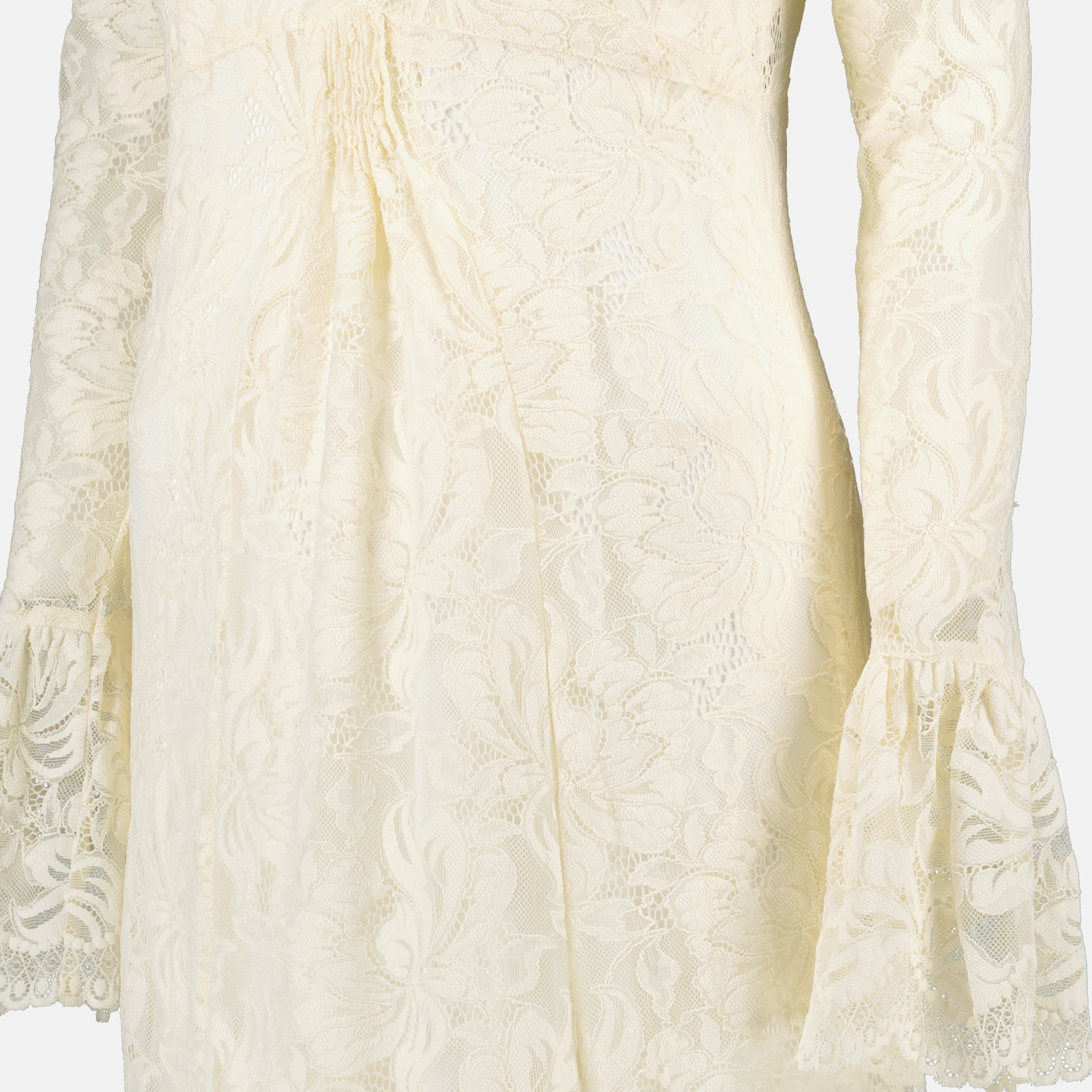 Lace Maxi Dress in Beige with High Neck - Rabanne - Women | WE IN STYLE Lace Maxi Dress in Beige with High Neck - Rabanne - Women | WE IN STYLE
