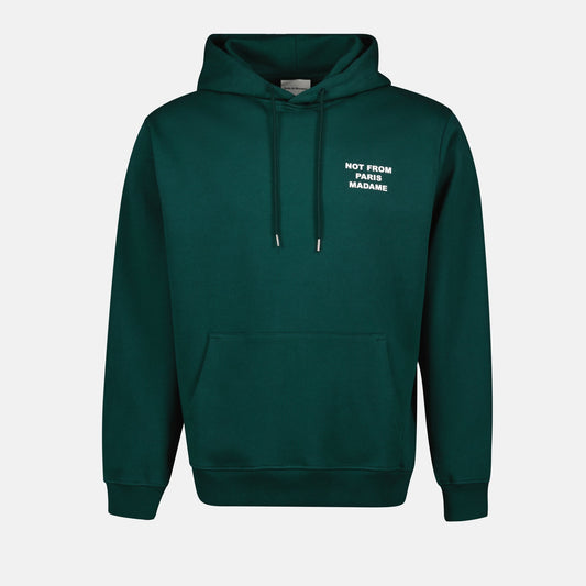 Green Hoodie, Slogan Hoodie, Cotton Hoodie, Drôle de Monsieur, Spring-Summer 2025