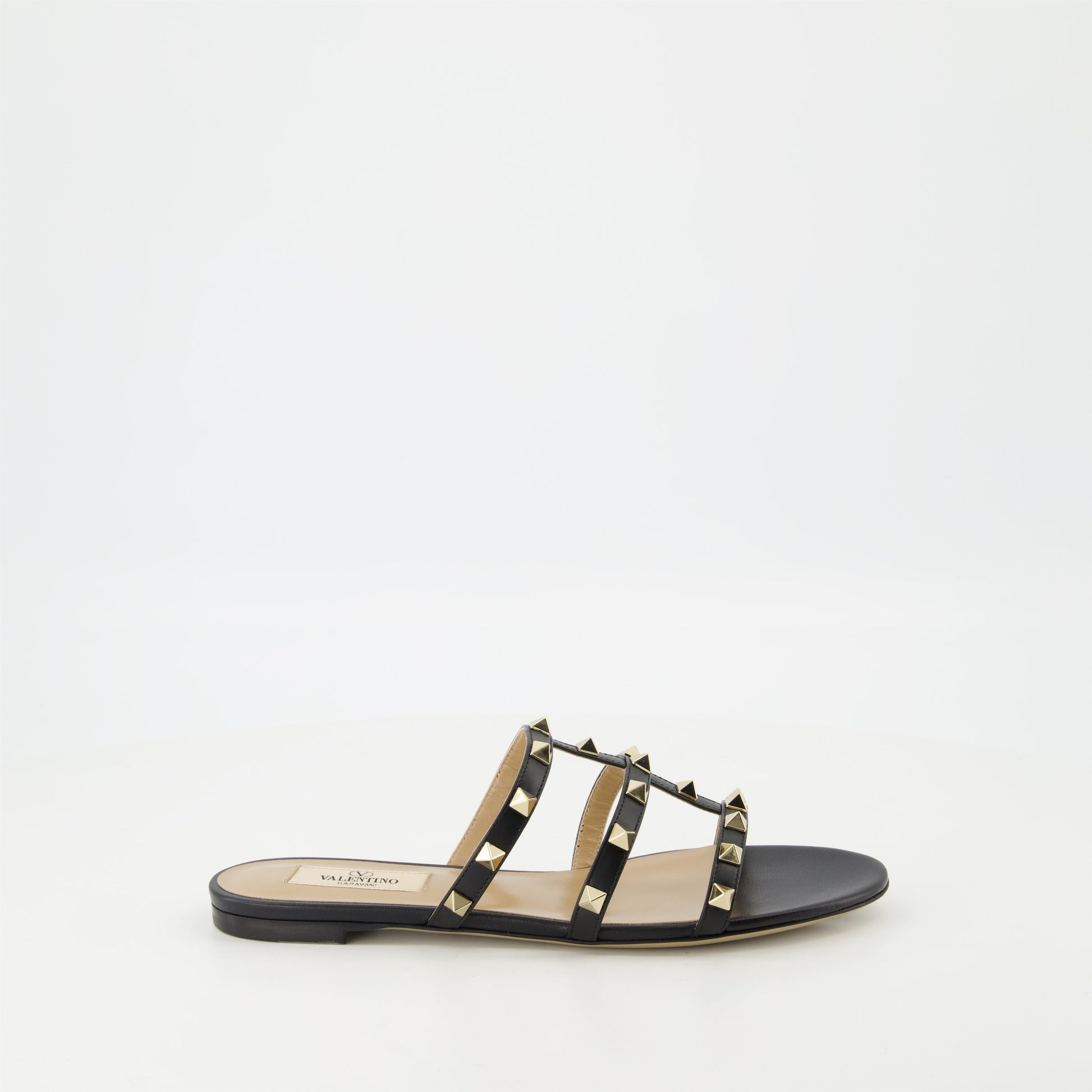 Rockstud sandals, leather sandals, platinum studs, open toe sandals, Spring-Summer 2025