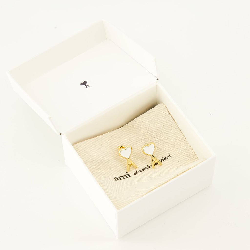 Pendientes Ami de Coeur de esmalte blanco