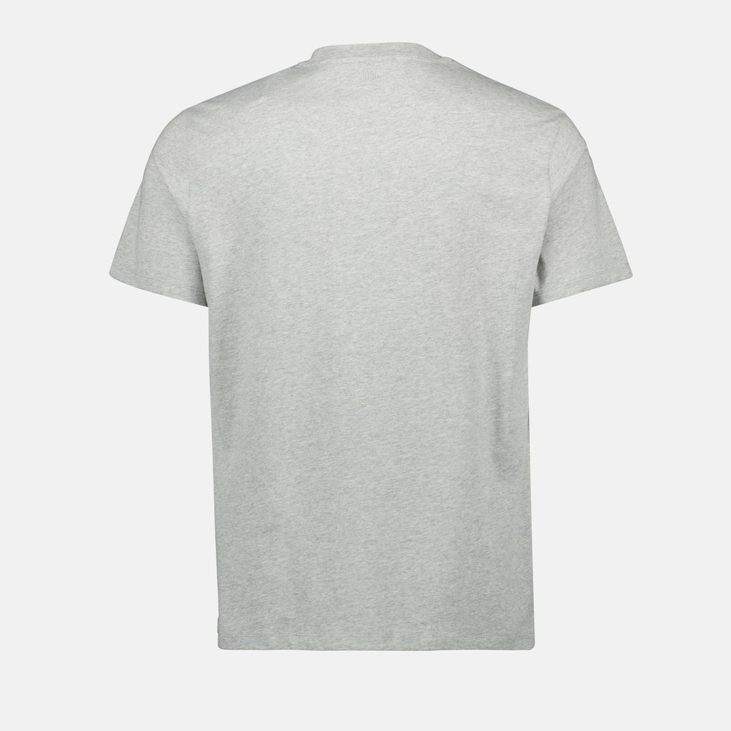 grey T-shirt, Ami Paris, red heart logo, unisex apparel, cotton t-shirt