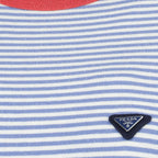 Image d'un T-shirt rayé bleu Prada - Femme par Prada pour Femme - Saison Printemps-Été 2026 - Détail Vue 1